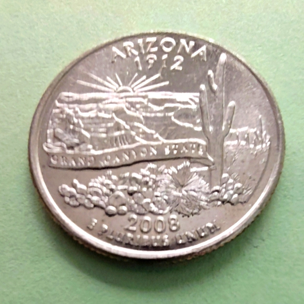 2008-P Arizona State Quarter Uncirculated From US Mint Roll.Item #5061